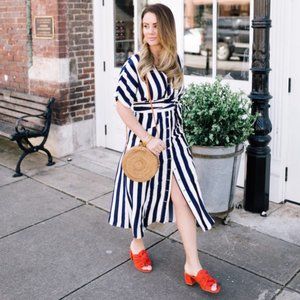 NY & Co Gabrielle Union Striped Kimono Shirt Dress